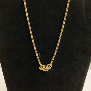 Givenchy Vintage Triple 3 Interconnected G Pendant Necklace w/ single crystal